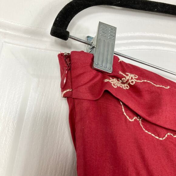 NWOT TIBI Dress 8 Merlot Beads Embroidery FitFlare Pleated Sweetheart-CuffedNeck - Picture 8 of 8